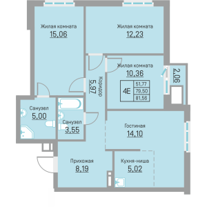 78,3 м², 4-комнатная квартира 11 330 000 ₽ - изображение 31
