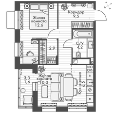 Квартира 47,4 м², 2-комнатная - изображение 1