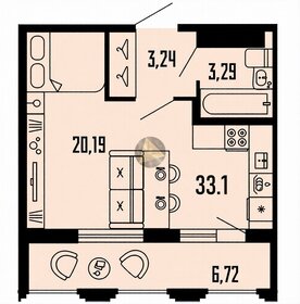Квартира 33,1 м², студия - изображение 1