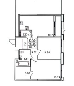 Квартира 76 м², 2-комнатная - изображение 1