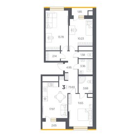 Квартира 73,8 м², 3-комнатная - изображение 1