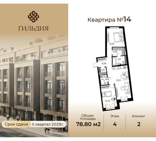 Квартира 79,8 м², 2-комнатная - изображение 1