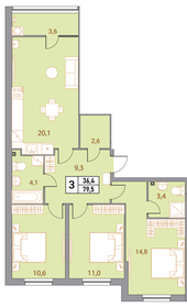 Квартира 79,5 м², студия - изображение 1