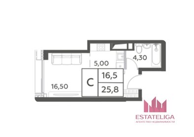 Квартира 25,8 м², студия - изображение 1