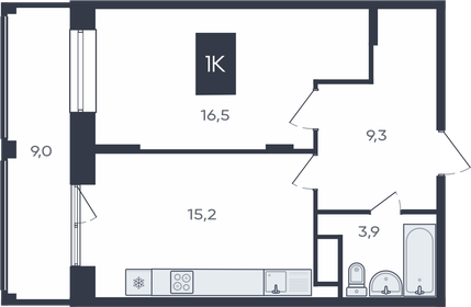 Квартира 49,6 м², 1-комнатная - изображение 1