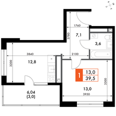 Квартира 39,5 м², 1-комнатная - изображение 2