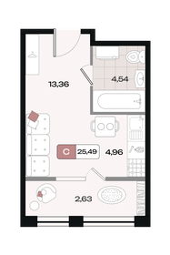 Квартира 25,5 м², студия - изображение 1
