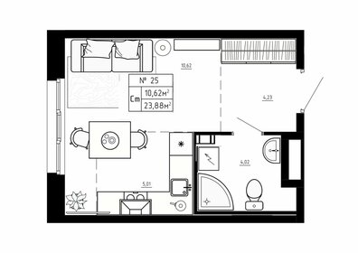 Квартира 23,9 м², студия - изображение 1