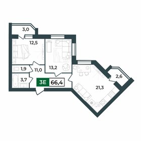 Квартира 66,4 м², 3-комнатная - изображение 1