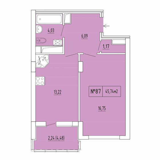 46,8 м², 2-комнатная квартира 6 500 000 ₽ - изображение 73
