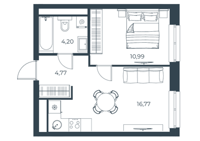 Квартира 36,7 м², 1-комнатная - изображение 1