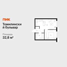 Квартира 32,8 м², 1-комнатная - изображение 1