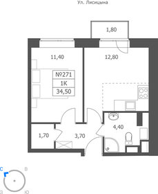 Квартира 34,5 м², 1-комнатная - изображение 1