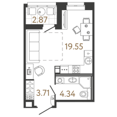 Квартира 27,4 м², студия - изображение 2