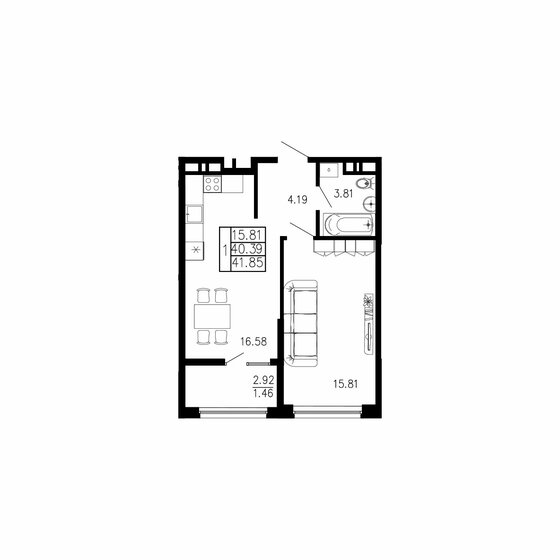 44,3 м², 1-комнатная квартира 9 568 800 ₽ - изображение 40