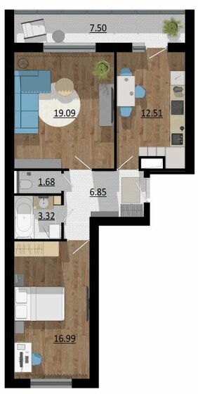 65,4 м², 2-комнатная квартира 8 910 000 ₽ - изображение 11