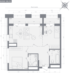 Квартира 68,2 м², 2-комнатная - изображение 1