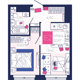 Квартира 32,9 м², 1-комнатная - изображение 1