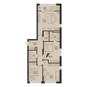 Квартира 95,2 м², 3-комнатная - изображение 1
