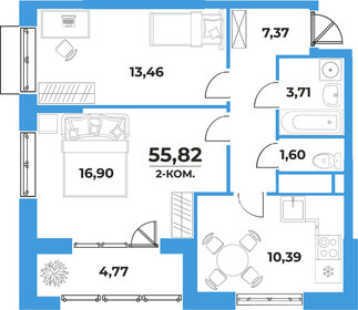 Квартира 55,8 м², 2-комнатная - изображение 1