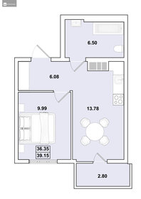 Квартира 39,2 м², 1-комнатная - изображение 1