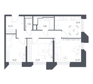 Квартира 62,1 м², 3-комнатные - изображение 1