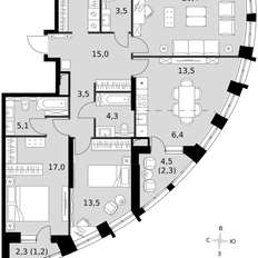 Квартира 104,8 м², 4-комнатная - изображение 3