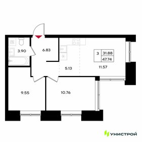 Квартира 47,7 м², 3-комнатная - изображение 1