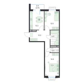 Квартира 61,2 м², 2-комнатная - изображение 1