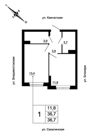 Квартира 36,7 м², 1-комнатная - изображение 1