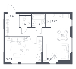 Квартира 47,5 м², 1-комнатная - изображение 1