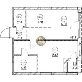 Квартира 47,7 м², 1-комнатная - изображение 1