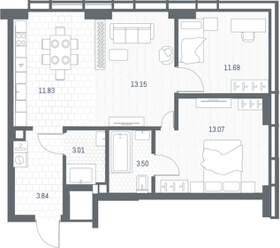 Квартира 60,1 м², 2-комнатная - изображение 2