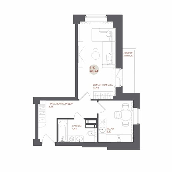 40,2 м², 1-комнатная квартира 5 271 440 ₽ - изображение 26