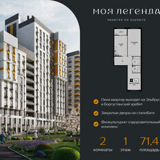 Квартира 71,4 м², 2-комнатная - изображение 2