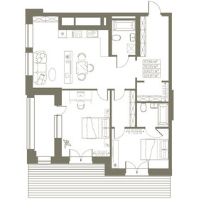 Квартира 90,6 м², 1-комнатная - изображение 1