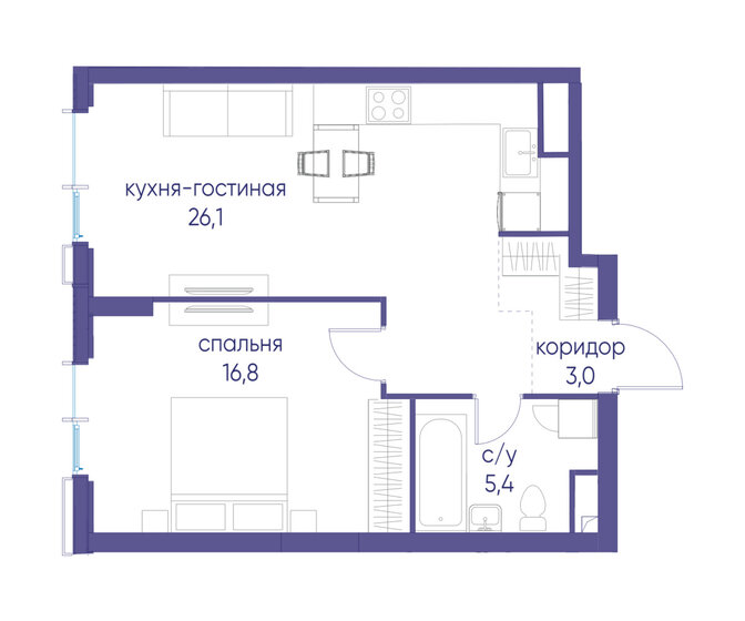 54,3 м², 1-комнатная квартира 27 490 000 ₽ - изображение 128