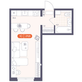 Квартира 29,8 м², 1-комнатная - изображение 1