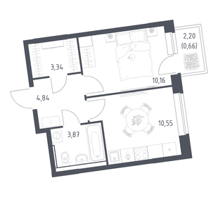 Квартира 33,4 м², 1-комнатная - изображение 1