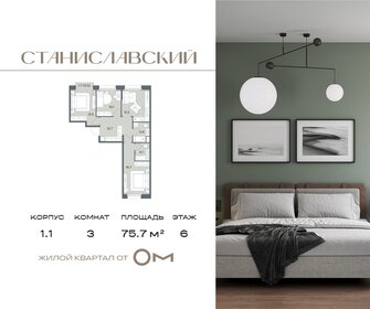 Квартира 75,7 м², 3-комнатная - изображение 1