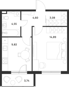 Квартира 38,8 м², 1-комнатная - изображение 1