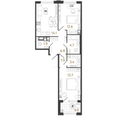 Квартира 59,1 м², 2-комнатная - изображение 2