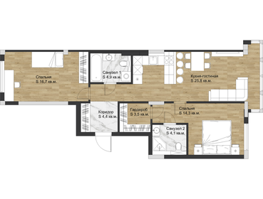 Квартира 79,5 м², 3-комнатная - изображение 1