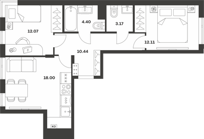 Квартира 60,2 м², 2-комнатная - изображение 1