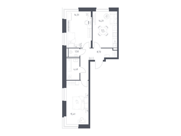 Квартира 58,9 м², 2-комнатная - изображение 1