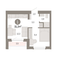 Квартира 31,3 м², 1-комнатная - изображение 3