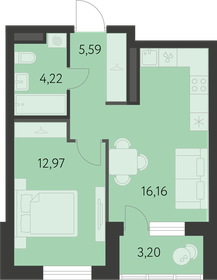 Квартира 40,3 м², 1-комнатная - изображение 1