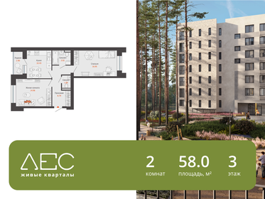 Квартира 58 м², 2-комнатная - изображение 1
