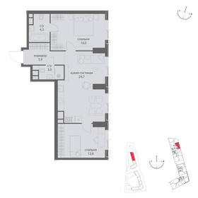 Квартира 66,7 м², 2-комнатная - изображение 2