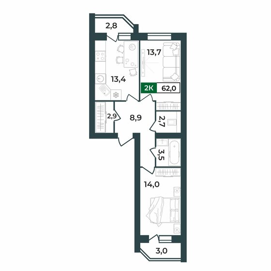 80 м², 1-комнатная квартира 11 480 000 ₽ - изображение 33